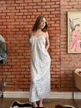 90s Floral Maxi Slip Dress Pastel Coquette Fairycore Flowy (M)